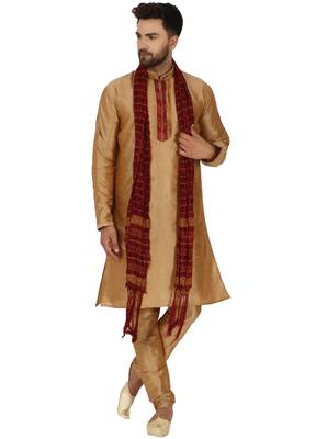 Brown embroidered art silk kurta-pajama 1