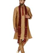 Brown embroidered art silk kurta-pajama