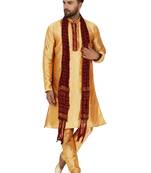 Gold embroidered art silk kurta-pajama