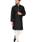 Black embroidered art silk kurta-pajama