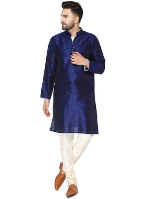 Blue embroidered art silk kurta-pajama 1