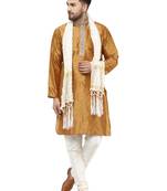 Brown embroidered art silk kurta-pajama