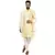 Beige embroidered art silk kurta-pajama