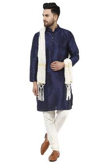 Blue embroidered art silk kurta-pajama