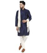 Blue embroidered art silk kurta-pajama