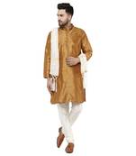 Brown embroidered art silk kurta-pajama