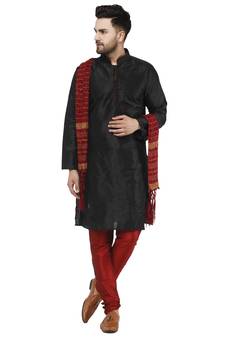 Black embroidered art silk kurta-pajama