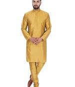 Gold embroidered art silk kurta-pajama