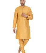 Gold embroidered art silk kurta-pajama