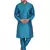 Turquoise embroidered art silk kurta-pajama