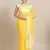 Hand Crafted Yellow Georgette Lucknowi Chikankari Indian Women Saree With Blouse