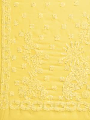 Hand Crafted Yellow Georgette Lucknowi Chikankari Indian Women Saree With Blouse 3
