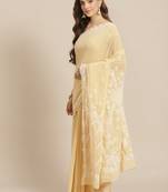 Ada Hand Crafted Lemon Georgette Lucknowi Chikankari Indian Women Saree With Blouse -  A183608