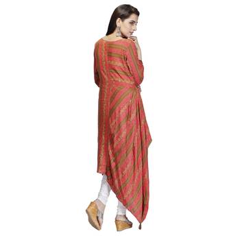 Red printed rayon long-kurtis 2