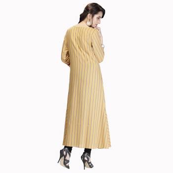 Mustard printed cotton long-kurtis 2