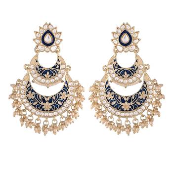 Designer Meenakari Earrings Glided With Kundans & Pearls  2