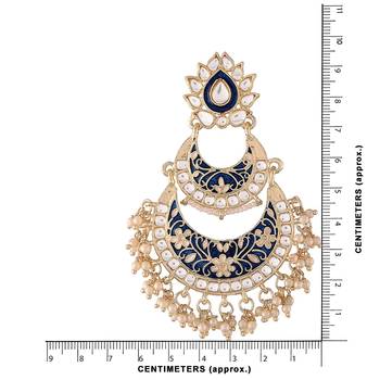 Designer Meenakari Earrings Glided With Kundans & Pearls  4