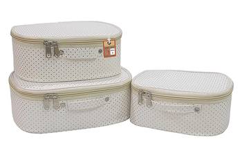atorakushon® Fabric Makeup Storage Box Shaving Travel Vanity Cosmetic Bag Wardrobe Organizer Jewellery Pouch (dot Cream) 1