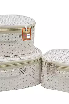 atorakushon® Fabric Makeup Storage Box Shaving Travel Vanity Cosmetic Bag Wardrobe Organizer Jewellery Pouch (dot Cream)