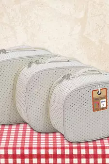 atorakushon® Fabric Makeup Storage Box Shaving Travel Vanity Cosmetic Bag Wardrobe Organizer Jewellery Pouch (dot Cream)