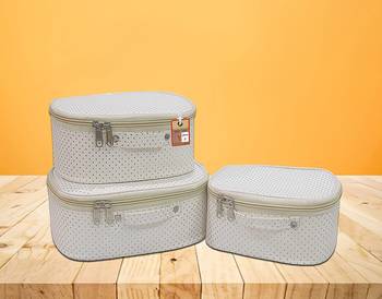 atorakushon® Fabric Makeup Storage Box Shaving Travel Vanity Cosmetic Bag Wardrobe Organizer Jewellery Pouch (dot Cream) 4