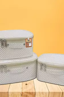 atorakushon® Fabric Makeup Storage Box Shaving Travel Vanity Cosmetic Bag Wardrobe Organizer Jewellery Pouch (dot Cream)