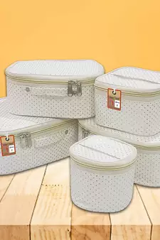 ATORAKUSHON   FABRIC MAKEUP STORAGE BOX SHAVING TRAVEL VANITY COSMETIC BAG WARDROBE ORGANIZER JEWELLERY POUCH CREAM