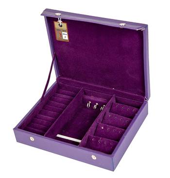 atorakushon   Wooden Travelling Makeup Storage Box Cosmetic Necklace Pouch Vanity Jewellery Organizer for Woman (Purple) 1