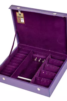atorakushon   Wooden Travelling Makeup Storage Box Cosmetic Necklace Pouch Vanity Jewellery Organizer for Woman (Purple)