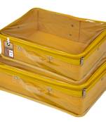 atorakushon   Mustard Fabric Makeup Storage Box Travelling Vanity Cosmetic Bag Necklace Jewelry Organizer for Women