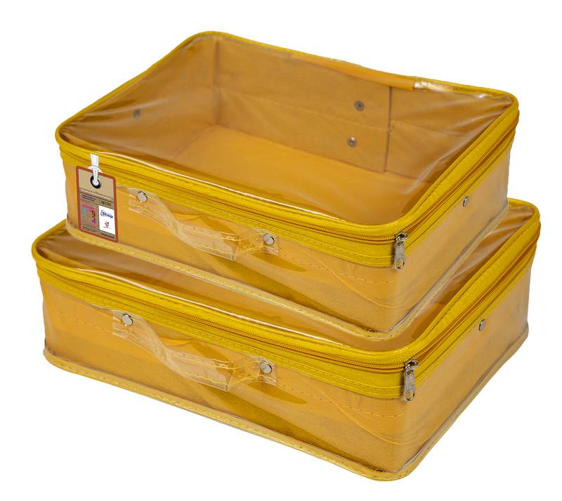 atorakushon   Mustard Fabric Makeup Storage Box Travelling Vanity Cosmetic Bag Necklace Jewelry Organizer for Women