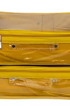 atorakushon   Mustard Fabric Makeup Storage Box Travelling Vanity Cosmetic Bag Necklace Jewelry Organizer for Women
