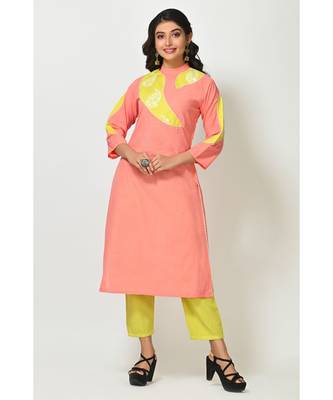 Pink Dola Silk Printed Quarter Sleeves Womens Straight Pant Set 1