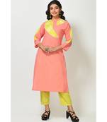 Pink Dola Silk Printed Quarter Sleeves Womens Straight Pant Set