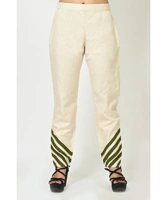 Asparagus Green Silk Cotton Printed Quarter Sleeves Womens Straight Pant Set 5
