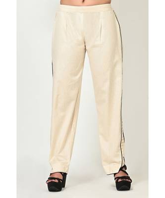Off White Cotton Printed Elbow Sleeves Womens Straight Pant Set 5