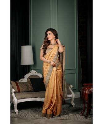 Shraddha arya yellow woven silk blend saree with blouse 3