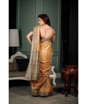 Shraddha arya yellow woven silk blend saree with blouse 5