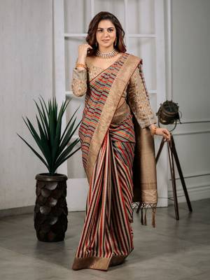Shraddha arya multicolor woven tussar_silk saree with blouse 1
