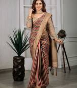 Shraddha arya multicolor woven tussar_silk saree with blouse