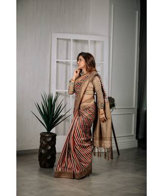 Shraddha arya multicolor woven tussar_silk saree with blouse 3