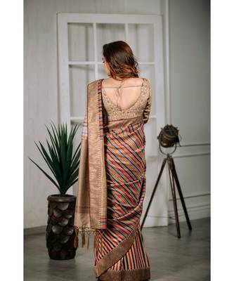 Shraddha arya multicolor woven tussar_silk saree with blouse 4