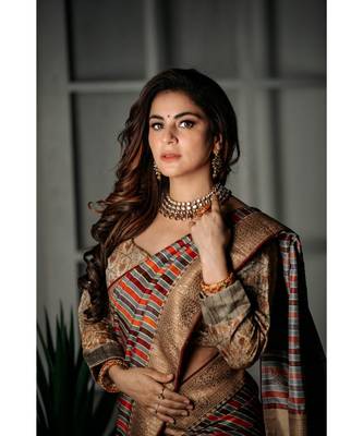 Shraddha arya multicolor woven tussar_silk saree with blouse 6