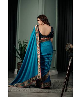 shraddha arya turquoise woven silk  saree 5
