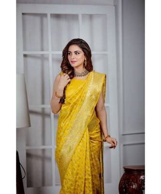 Shraddha Arya Designer Yellow Party Art Silk Saree 4