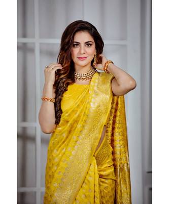 Shraddha Arya Designer Yellow Party Art Silk Saree 5