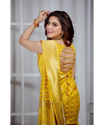 Shraddha Arya Designer Yellow Party Art Silk Saree 7