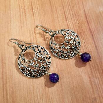 Purple agate earrings 1