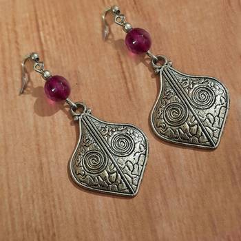 Pink agate earrings 1