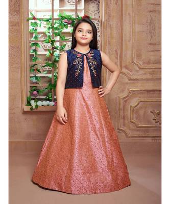 silk_blend blue embroidered   Gown and   Jacket 1